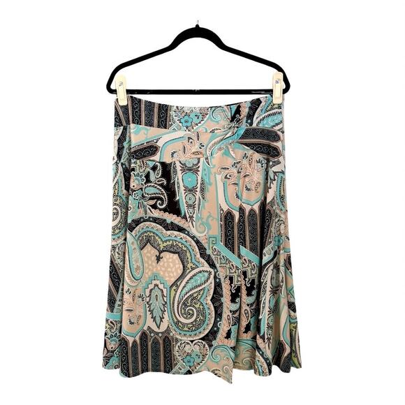 Carol Little Black Turquoise Paisley Midi Skirt - Size XL - Picture 1 of 10